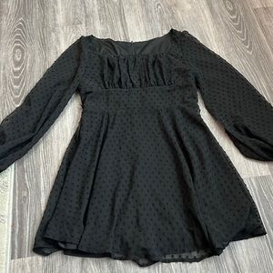 Textured sheer sleeve dress